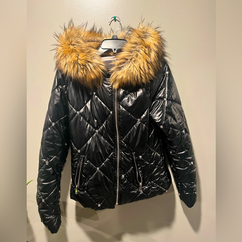 Roiii faux fur hooded down jacket